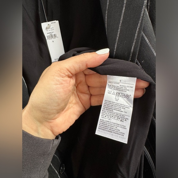Banana Republic Linen Cotton Double Breasted Blazer Black Pinstripe 6 NWT - Picture 6 of 6